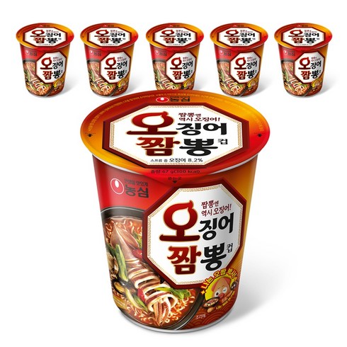 오징어짬뽕컵라면 - 오징어짬뽕 컵 67g, 6개