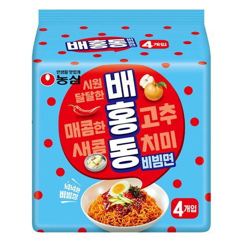 농심 배홍동 비빔면 137g, 4개