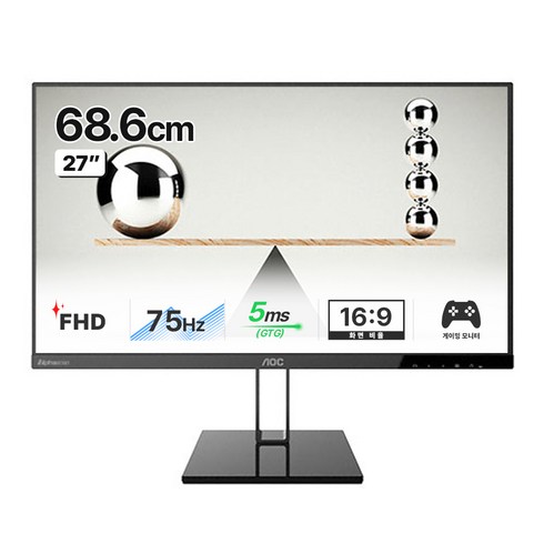 알파스캔모니터 - 알파스캔 FHD 프리싱크 75 DP시력보호 모니터 + DP 케이블, 68.6cm, AOC 27V2Q