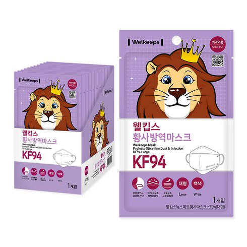 웰킵스 황사방역마스크 대형 KF94, 25개입, 1개, 백색