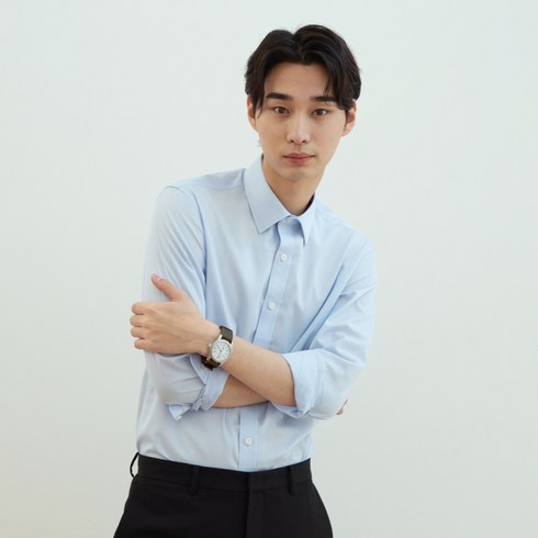 지오지아 남성용 폴리혼방 슬림핏 드레스셔츠 AEA1WD1101, BL