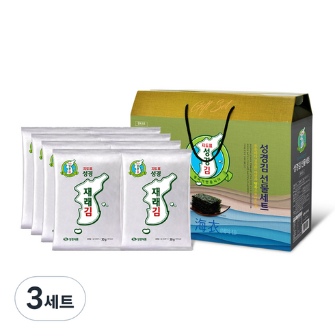 2023년 가성비 최고 성경김선물세트 - 지도표성경김 재래전장김 30g 8봉, 240g(1세트), 3세트