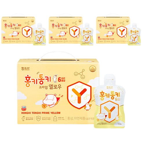 함소아 홍키통키 프라임 옐로우 유아홍삼, 450ml, 4개