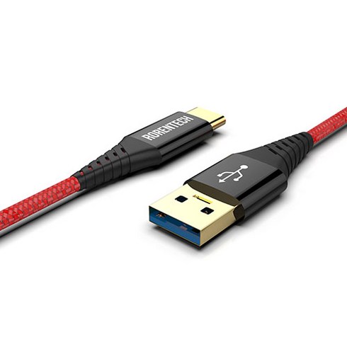 로랜텍 USB 3.1 gen1 C타입 고속 충전 케이블 1.8m, 레드블랙