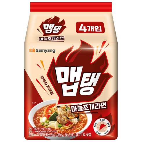 맵탱라면 - 삼양식품 맵탱 마늘조개라면, 4개