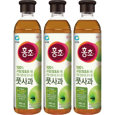 대상 청정원 홍초 풋사과, 900ml, 3개