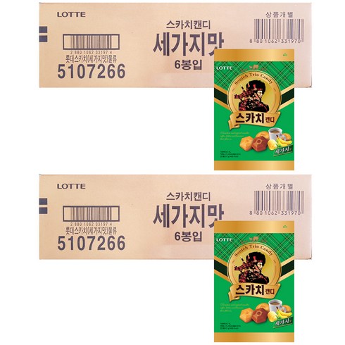 2023년 가성비 최고 스카치 - 롯데제과 스카치 캔디 세가지맛, 12개, 317g