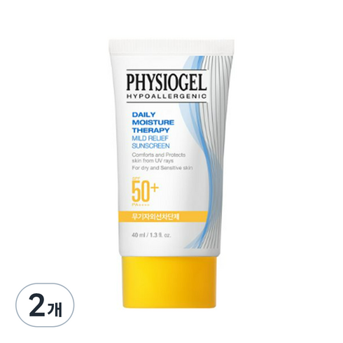 피지오겔썬로션 - 피지오겔 데일리 모이스쳐 UV 무기자차 마일드 릴리프 선스크린 SPF50+ PA++++, 40ml, 2개