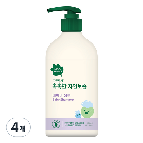 그린핑거 촉촉한 자연보습 베이비 샴푸, 500ml, 4개