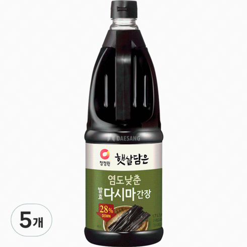 청정원 햇살담은 염도낮춘 발효다시마 간장, 1.7L, 5개