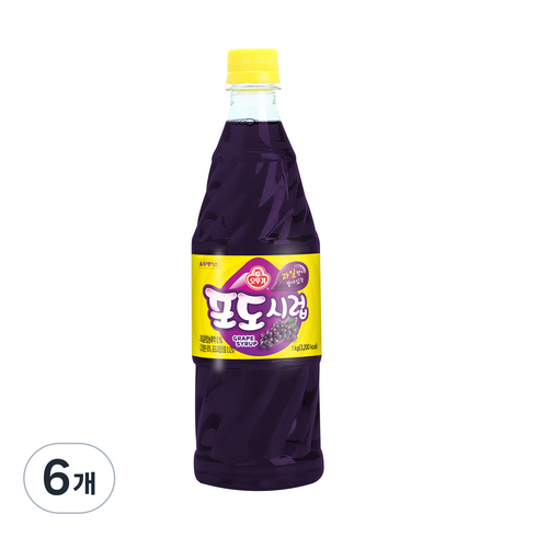 오뚜기 음료베이스 시럽(포도), 1kg, 6개