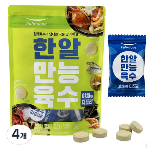 풀무원 한알만능육수 야채와디포리 3.7g x 22p, 81.4g, 4개