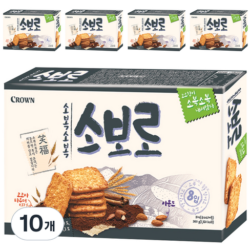 크라운 소복소복 소보로 과자, 240g, 10개