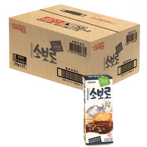 소보로 - 크라운 소복소복 소보로 과자, 60g, 24개