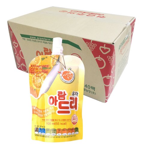 아람드리 - 아람농장 아람드리 유자주스, 100ml, 40개