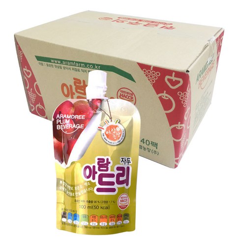 아람농장 아람드리 자두주스, 100ml, 40개