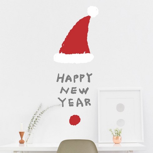 꿀밤 큰 산타 뉴이어 데코스티커, 그레이