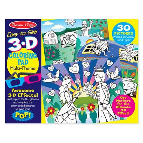 멜리사앤더그 3D 핑크 멀티테마 색칠놀이 세트 MD9963, 혼합 색상