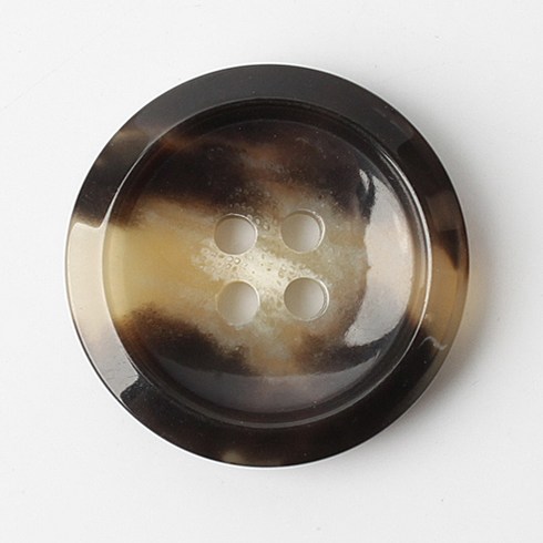 소뿔단추 - 버팔로 호피 단추 30mm, 브라운, 10개