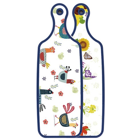 로엠디자인 블루 에디션 양면 서빙 도마 보드 화단, 닭패턴, 1개