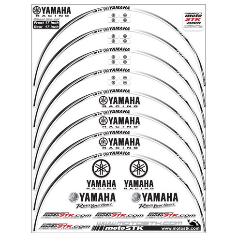 모토스티커 야마하 17인치, 블랙, 1세트