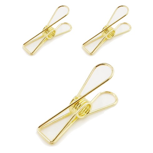 슈퍼식스 다용도 컬러풀 도금 롱타입 집게 3p, 골드