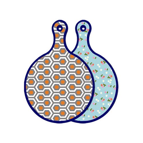 로엠디자인 블루에디션 양면 원형 서빙도마 보드 샤이닝패턴, 천청색체리, 1개