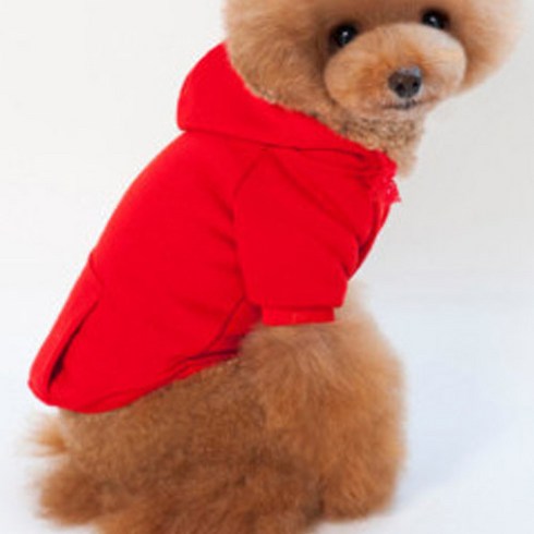 댕댕이주식회사 반려동물 의류 버튼 후드티, 레드, 1개