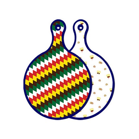 로엠디자인 블루에디션 양면 디자인 원형 서빙도마 5색다이아패턴, 푸딩, 1개