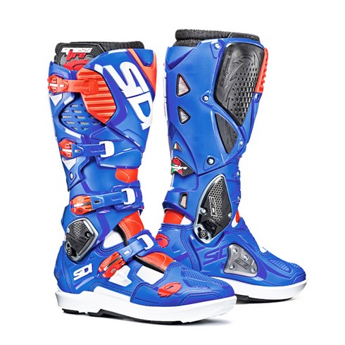 시디 CROSSFIRE 3 SRS 오프로드 오토바이 부츠, 파란색 + 형광빨간색