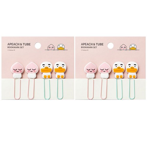 카카오프렌즈 북마크 2종 세트, 어피치, 튜브, 2세트