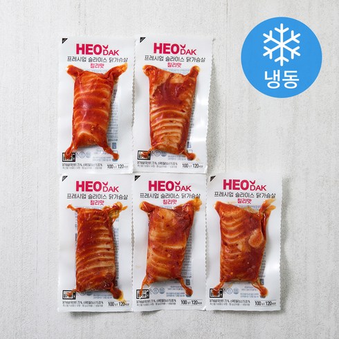 허닭 프레시업 슬라이스 닭가슴살 칠리맛 (냉동), 100g, 1개입, 5개