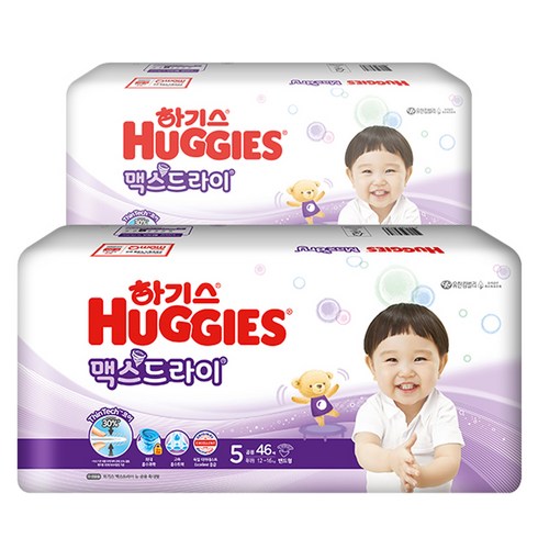 하기스 NEW 맥스드라이 밴드형 기저귀 남녀공용 특대형 5단계(12~16kg), 92매