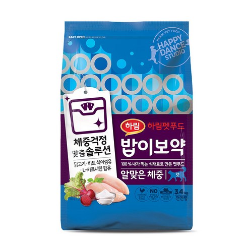 잘먹잘싸고양이사료 - 하림펫푸드 전연령 밥이보약 알맞은체중 고양이사료, 다이어트, 3.4kg, 1개