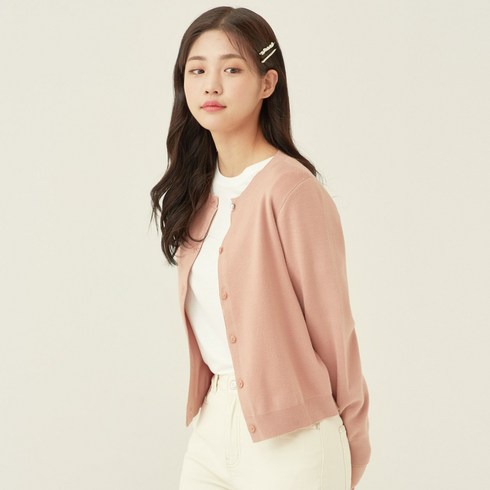 로엠 여성용 베이직 R넥 가디건