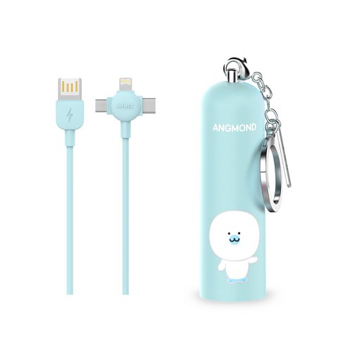 니니즈 스틱 고리형 보조배터리 5000mAh 멀티단자, WKFPB-5000T4, 앙몬드