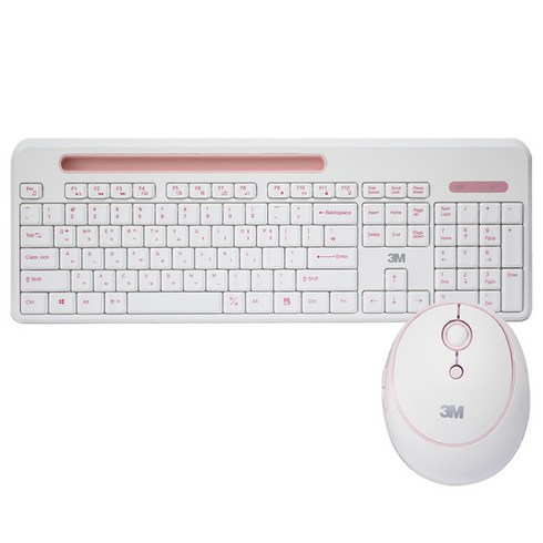 쓰리엠 스마트폰거치 무소음 무선키보드마우스세트, MK350, 핑크, 일반형