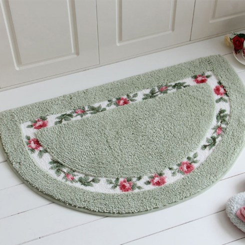 위드기프트 프로방스 플라워 반달 발매트, 그린