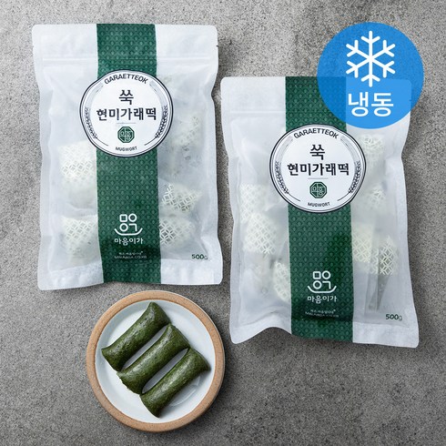 앙금가래떡 - 착한마을마음이가 쑥현미가래떡 (냉동), 500g, 2입