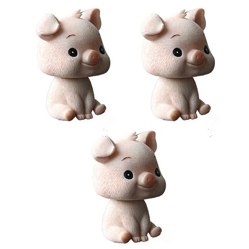 블럭마트 차량용 돼지 흔들인형 3p, 핑크, 3개