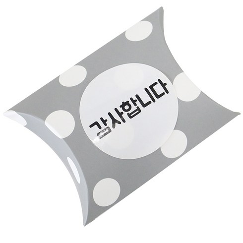 반달상자 미니 땡땡이 100p + 감사합니다 원형스티커 100p, 그레이(상자), 화이트(스티커), 1세트