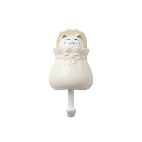 제이라이프 복주머니 고양이 벽걸이 후크, 옐로우, 1개