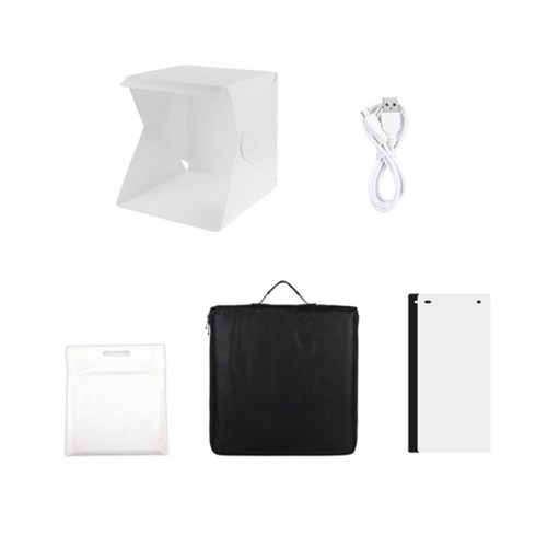 LED 포토박스 미니스튜디오 20cm + 휴대가방 + 배경판 2p, 1세트