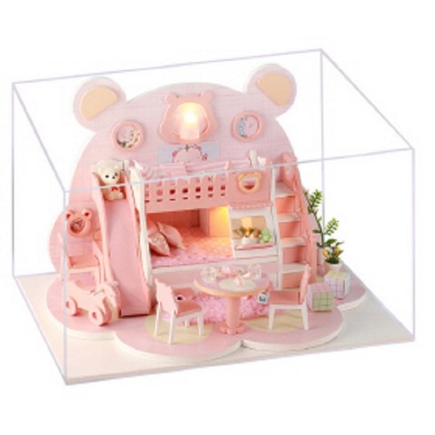 꼬미딜 곰돌이의 꿈 중형 미니어처하우스 DIY 키트 + 제작도구, 혼합색상