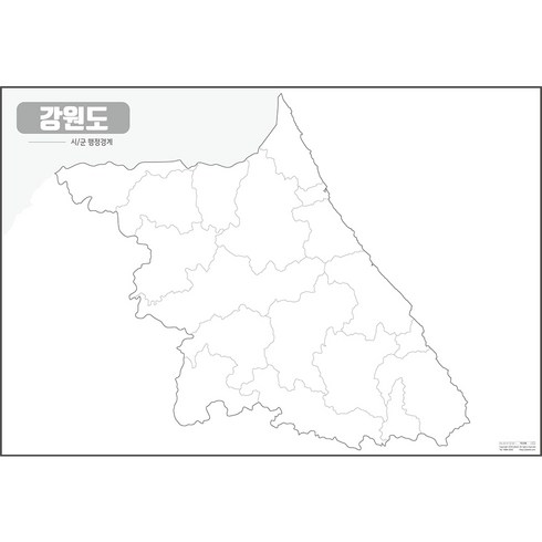 지도닷컴 우리나라 도별 백지도 강원도 코팅형 대, 1개