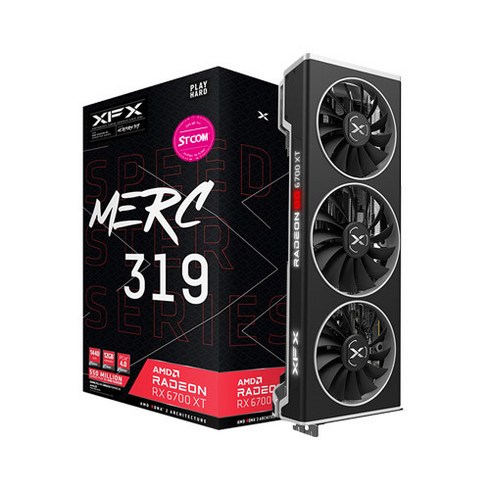 XFX 라데온 RX 6700 XT MERC 319 BLACK D6 12GB 그래픽카드 (STCOM), XFX RADEON RX 6700 XT MERC 319 Black D6 12GB