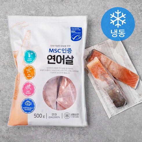 냉동 연어 스테이크 - 프리미어 미국 MSC인증 연어살(냉동), 500g, 1개