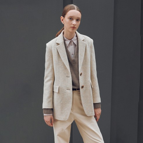 누보텐 여성용 melange flap pocket wool jacket