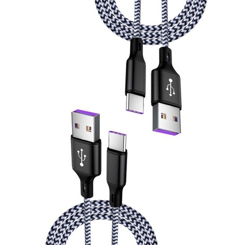 초고속충전케이블 - 위드웍스 USB 5A 초고속 타입C 충전 케이블 2p 세트, 1m, 블랙, 2개