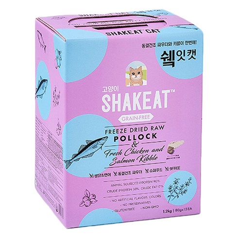 쉨잇 캣 전연령 파우치 박스 북어 건식사료 15p, 1.2kg, 생선, 1개